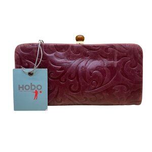 Hobo Women’s Bordeaux Leather Embossed Pattern Clutch Wallet